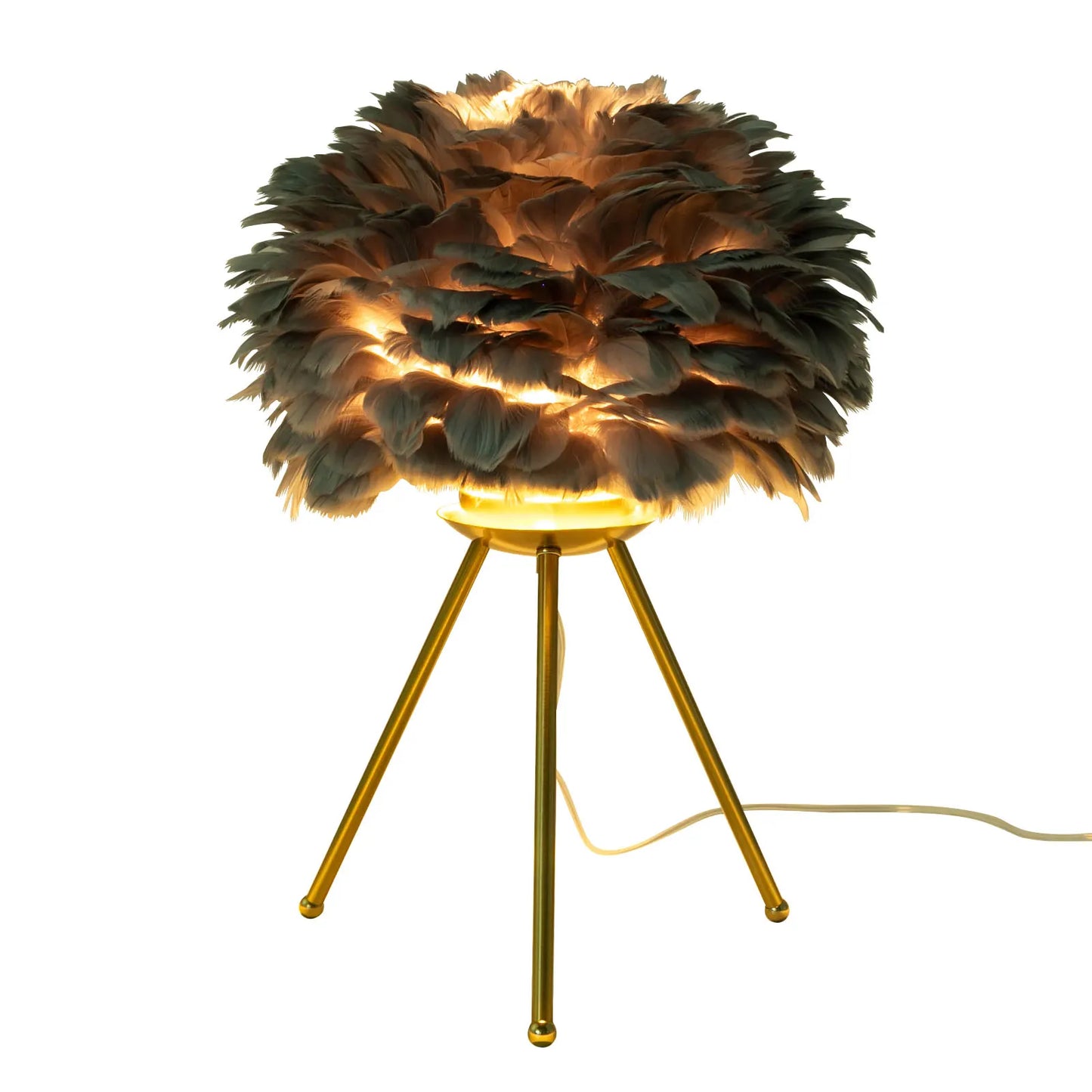 Soft Light, Strong Style — Grey Feather Tripod Desk Lamp