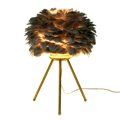 Soft Light, Strong Style — Grey Feather Tripod Desk Lamp