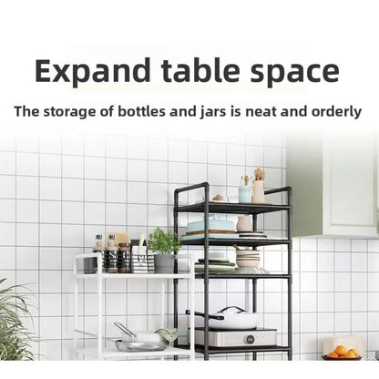Kitchen storage cart for shelves - multi-level floor-standing household storage unit - bathroom shelf - microwave oven shelf