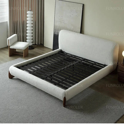 Japanese Tatami Platform Bed — Minimalist Fabric Upholstered Frame