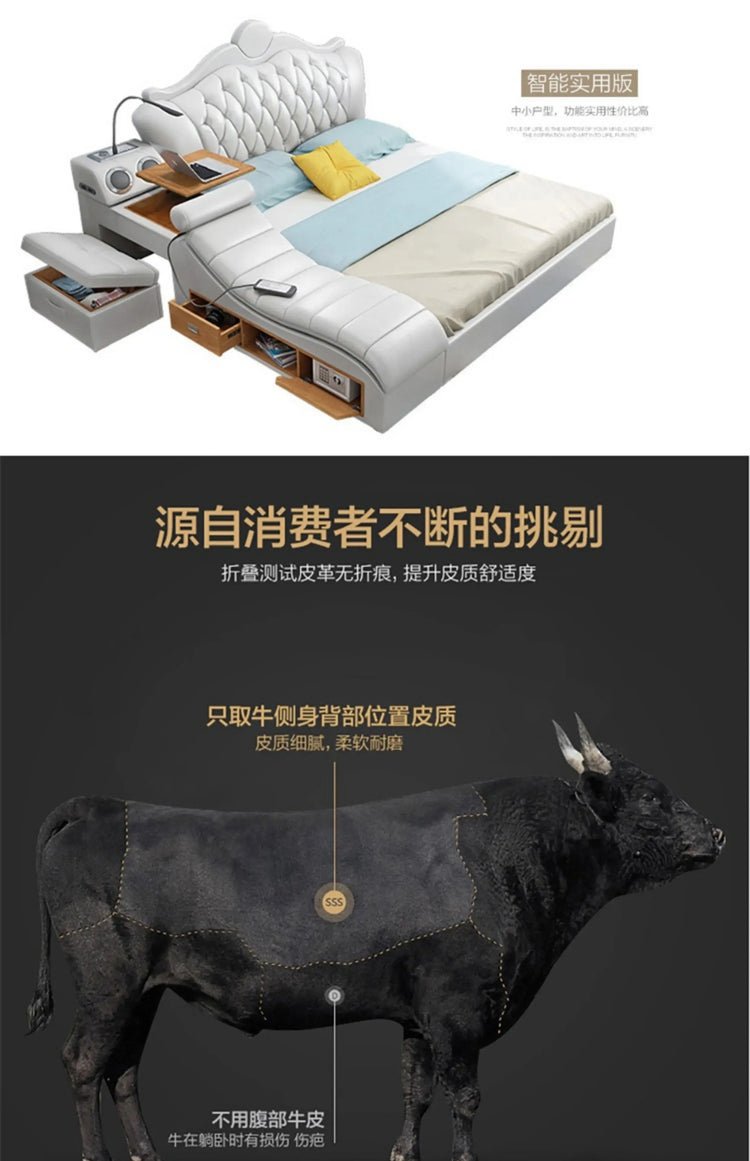 Headboard Storage Double Bed Queen Drawers King Size Smart Bed Luxury Princess Modern Letto Matrimoniale Bedroom Furniture Jonine&