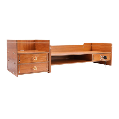 Lift, Store, Organise — Monitor Stand with Drawers, Key Hook & Phone Holder