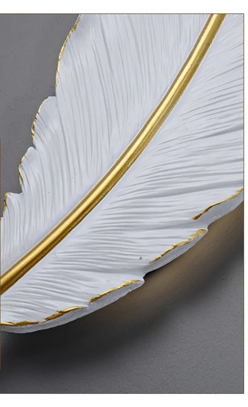 Nordic Feather LED Wall Sconce — Modern Resin Wall Light