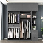 Bedroom Glass Sliding Door Wardrobe Clothes Storage Cabinet Closet Double Wardrobe Cabinets Wardrobes Furniture Modern Simple Jonine&
