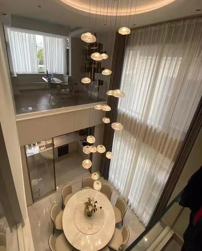 Modern Luxury LED Staircase Chandelier — Dimmable Multi-Head Pendant Light