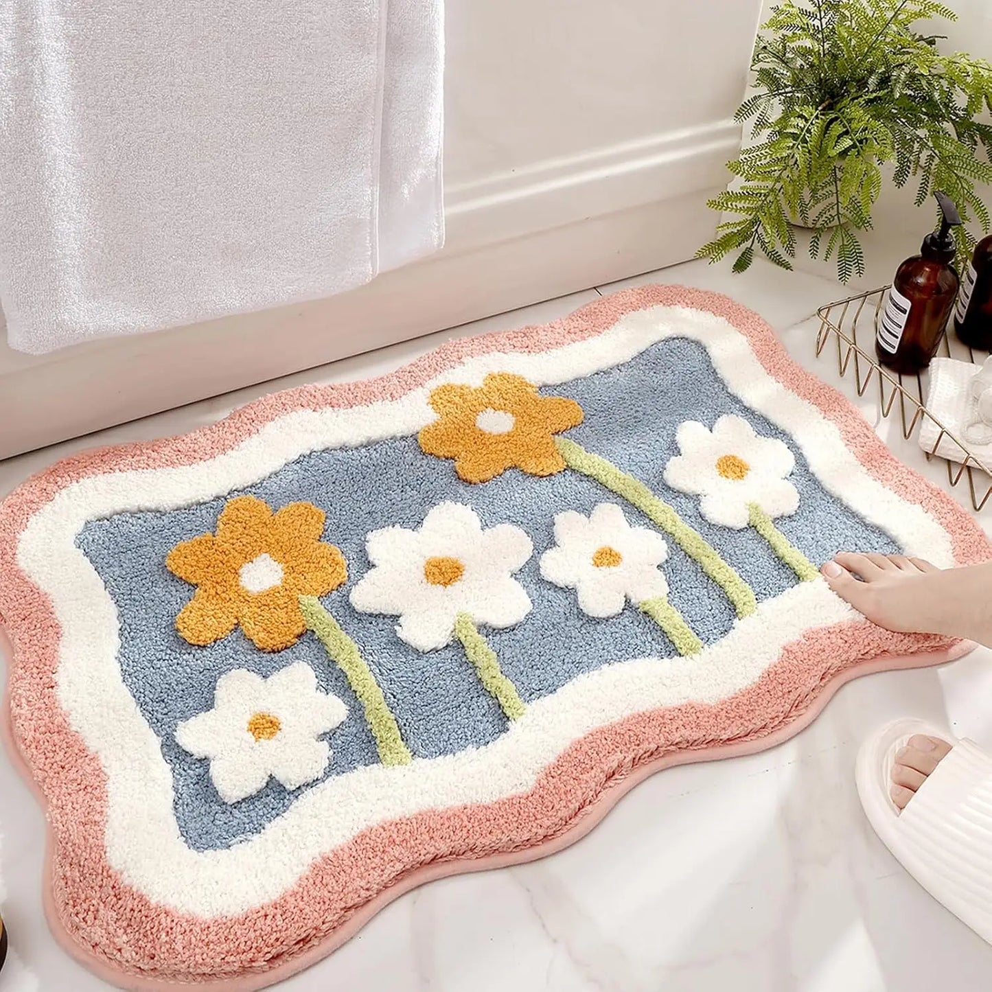 Cozy Underfoot — Non-Slip Faux Wool Bath Mat, Quick Dry
