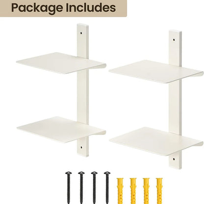 Modern Metal 2-Tier Bookshelf — Minimalist Wall Bookcase