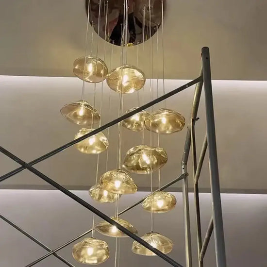 Modern Luxury LED Staircase Chandelier — Dimmable Multi-Head Pendant Light