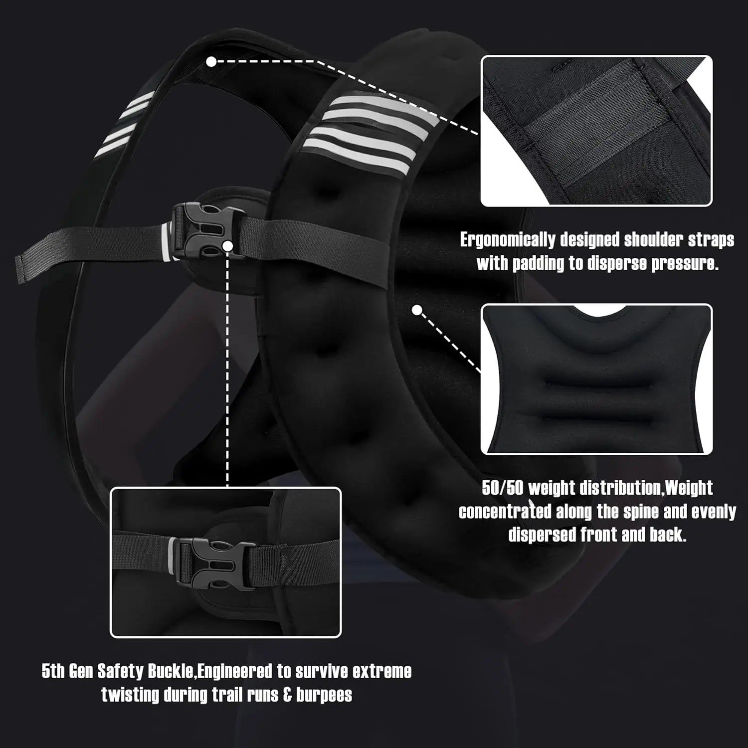 12lb Weighted Vest with Reflective Stripe — Running, Strength Training &amp; Muscle Building