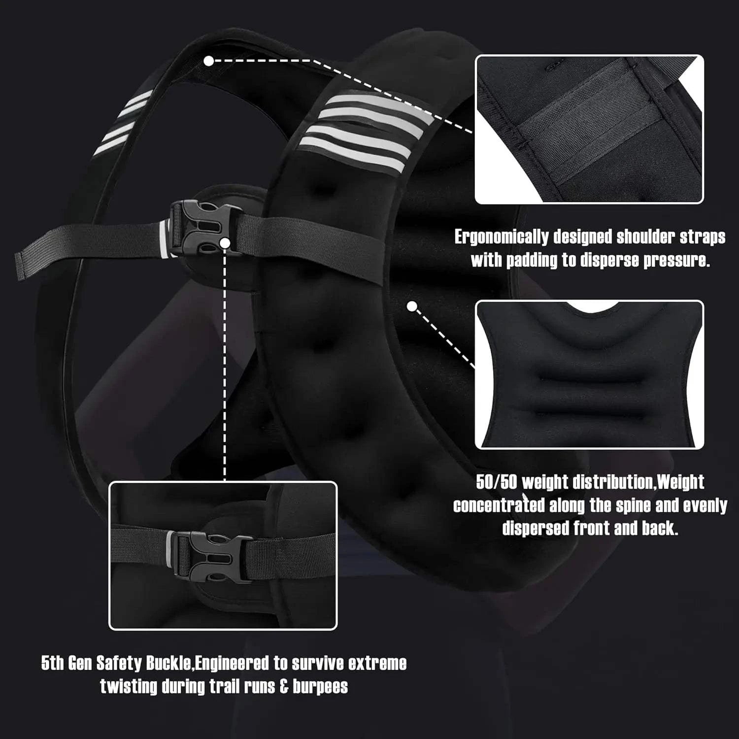12lb Weighted Vest with Reflective Stripe — Running, Strength Training & Muscle Building Jonine’s Corner