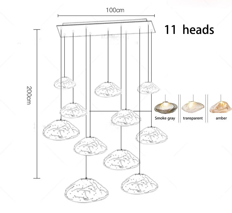 Modern Luxury LED Staircase Chandelier — Dimmable Multi-Head Pendant Light