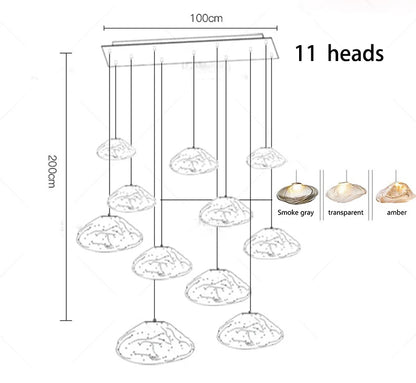 Modern Luxury LED Staircase Chandelier — Dimmable Multi-Head Pendant Light