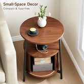 Fluted Round End Table, Mid Century Bedside Table, Modern Nightstands Set Of 2 For Living Room, Bedroom, Entryway Jonine&