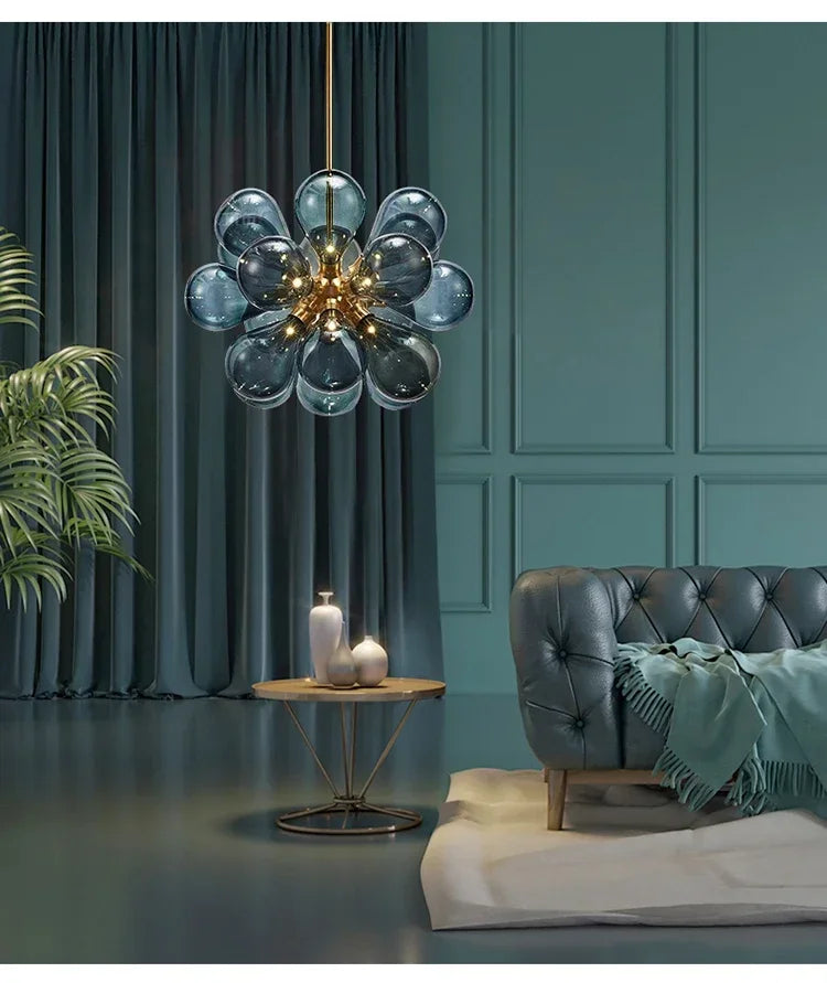 Suspended in Light — Designer Glass Bubble Chandelier for Bedroom & Living Room