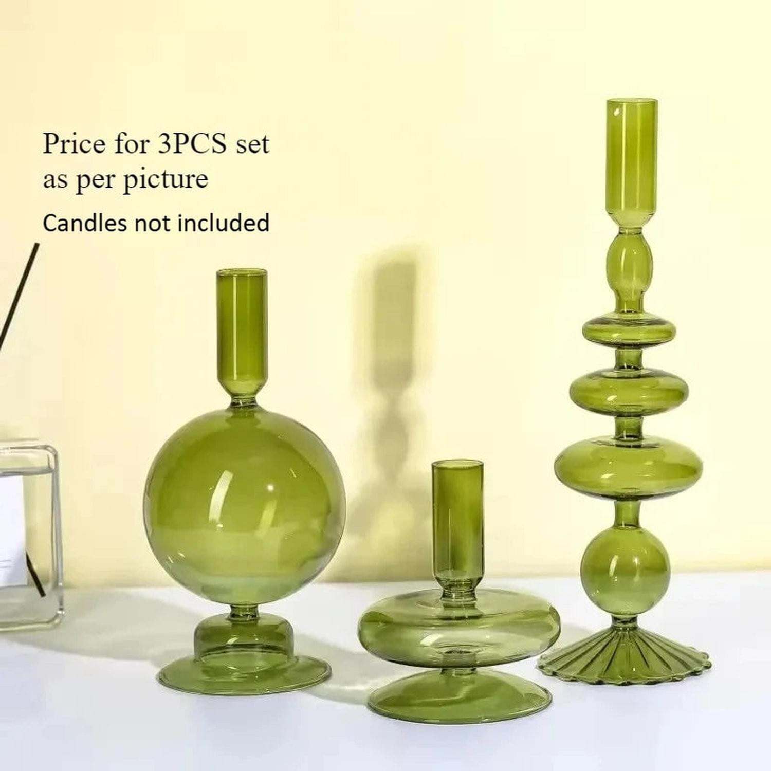 Colored Glass Candle Holder Set of 3 — Romantic Modern Home Décor