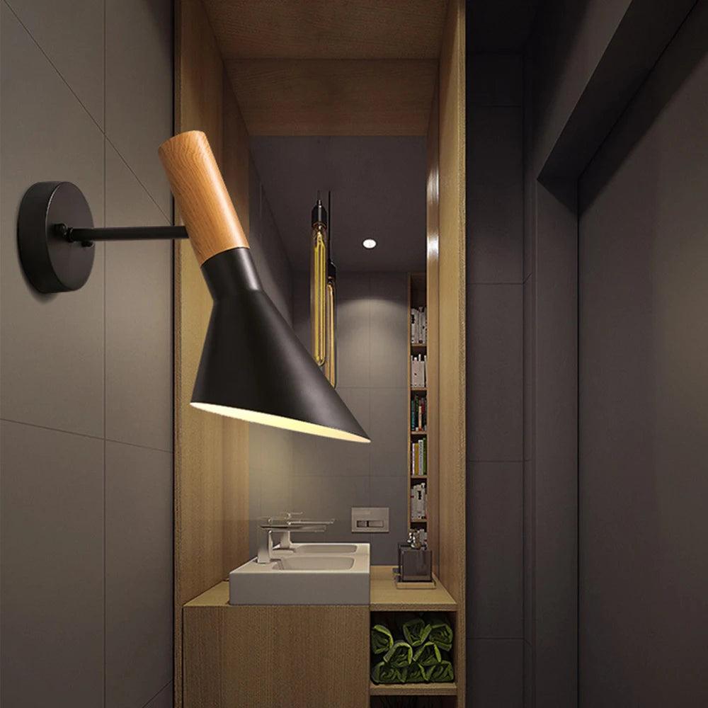 Nordic LED Wall Lamp Wood Creative Lighting Fixture Guest Room Balcony Staircase Sconce Bedroom Bedside Decor Light Chandelier Jonine&