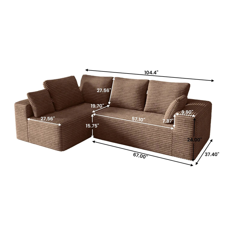 Sdorens Cloud Sectional - 104" L-Shape Chaise Plush Comfort