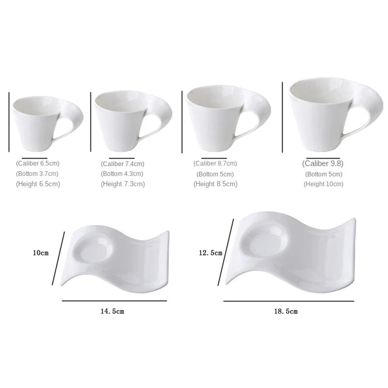 Wavy Ceramic Coffee & Espresso Cup — Modern Mug & Couple Gift