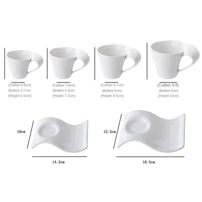 Wavy Ceramic Coffee & Espresso Cup — Modern Mug & Couple Gift