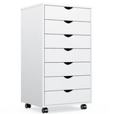 JHK 7 Drawer Chest Dressers Nightstand Storage Cabinet Wooden File Office Mobile Cabinet Wheels Living Room Organizer Rolling Jonine&