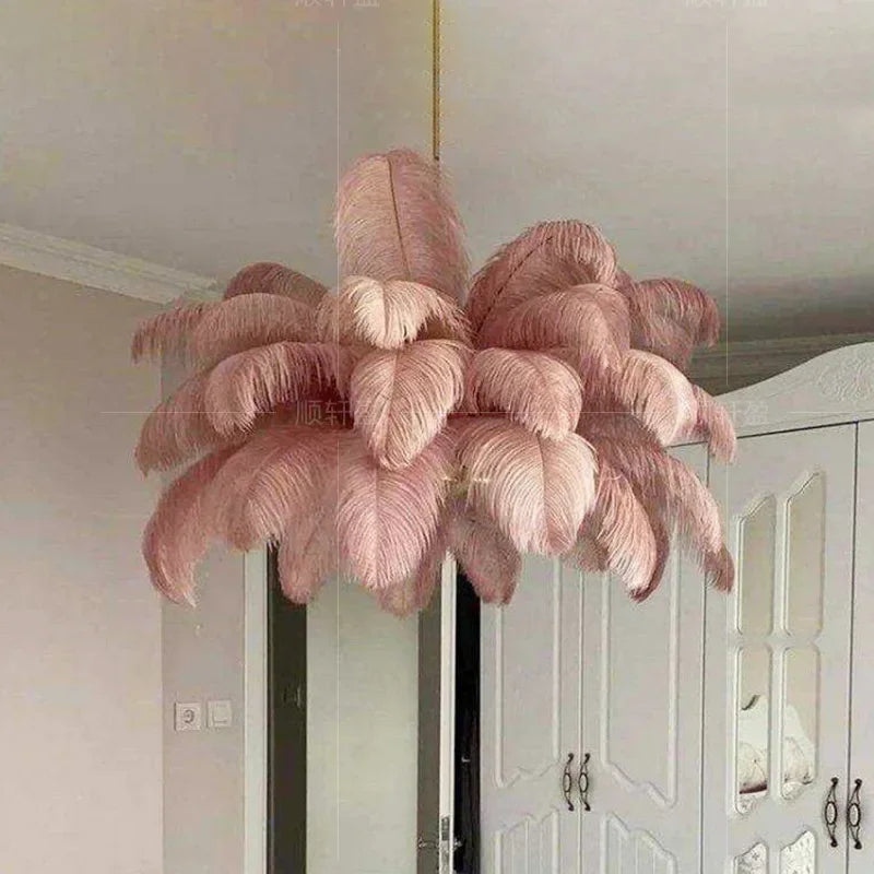 Soft Power — Nordic Ostrich Feather Chandelier for Bedroom & Living Room