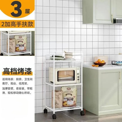 Kitchen storage cart for shelves - multi-level floor-standing household storage unit - bathroom shelf - microwave oven shelf