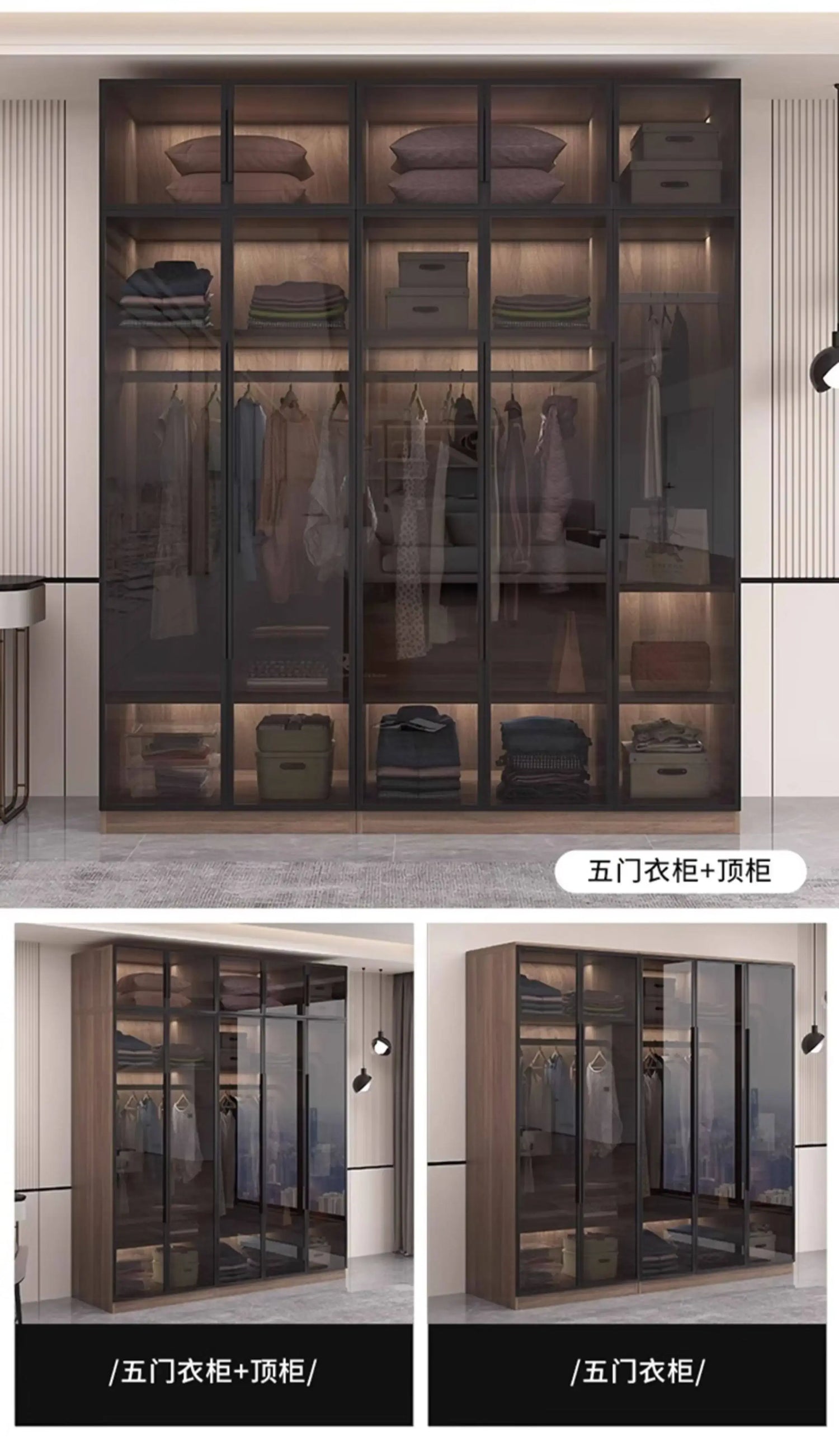 Glass light luxury corner cloakroom wardrobe Double clothes closet cabinets and wardrobes Cabinet dressing clothe home furniture Jonine&