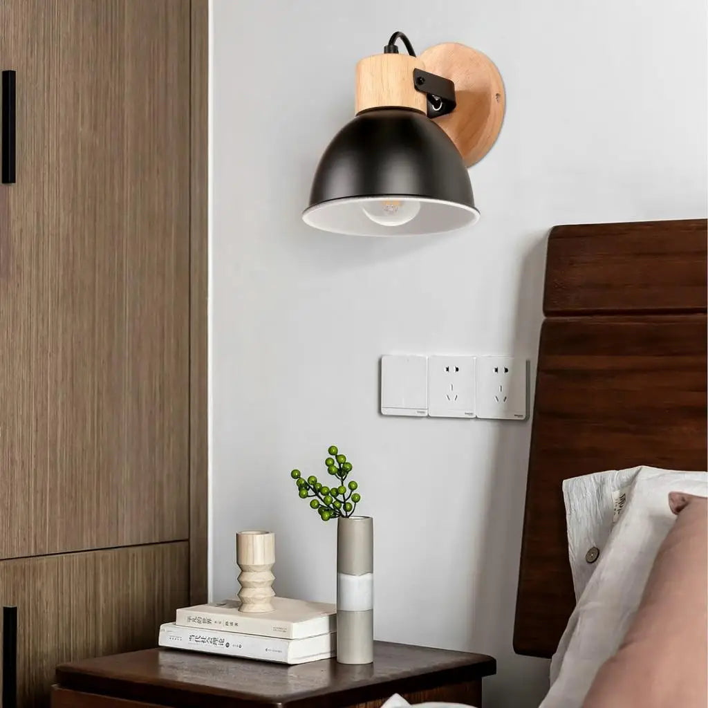Nordic LED Wall Lamp Wood Creative Lighting Fixture Guest Room Balcony Staircase Sconce Bedroom Bedside Decor Light Chandelier Jonine&