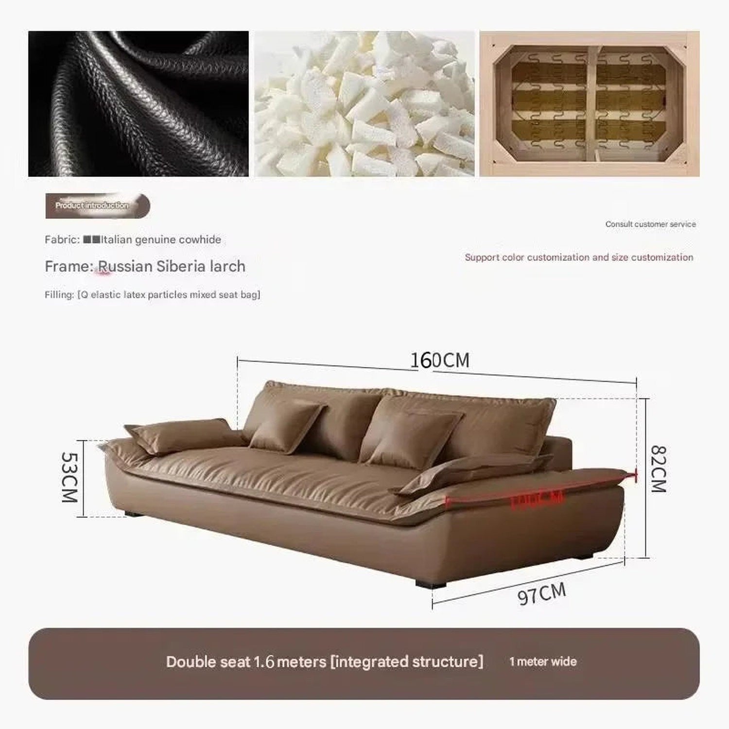 Luxury Genuine Leather Sofa — Designer Modular Living Room Seating