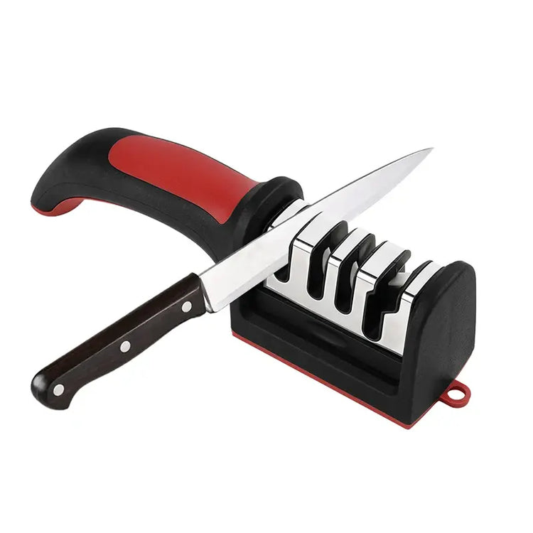 4-Stage Kitchen Knife Sharpener Tungsten Steel/Ceramic Sharpening System Handheld Sharpeners with Non Slip Base Kitchen Knives Jonine&