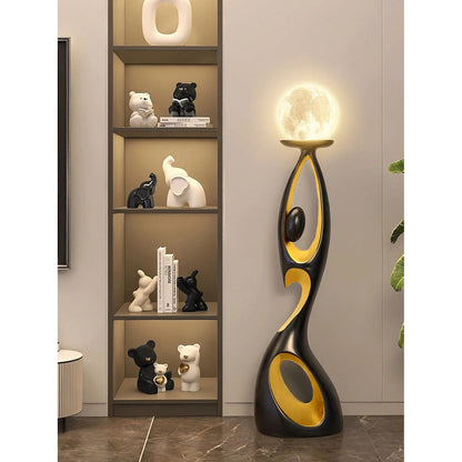 Movement Frozen in Time — Resin Floor Sculpture with Ambient Light
