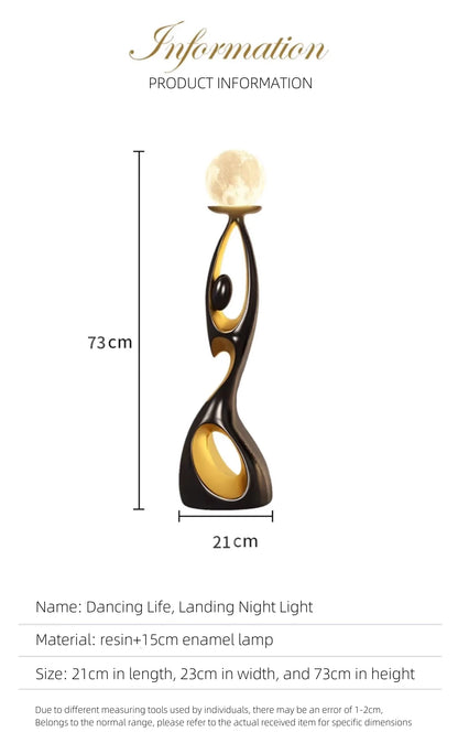 Movement Frozen in Time — Resin Floor Sculpture with Ambient Light