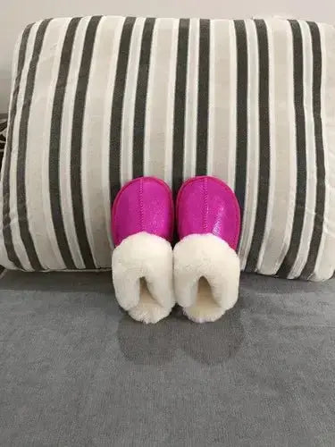 Natural shearing fur slippers Australian sheepskin and fur integrated slippers for men and women&