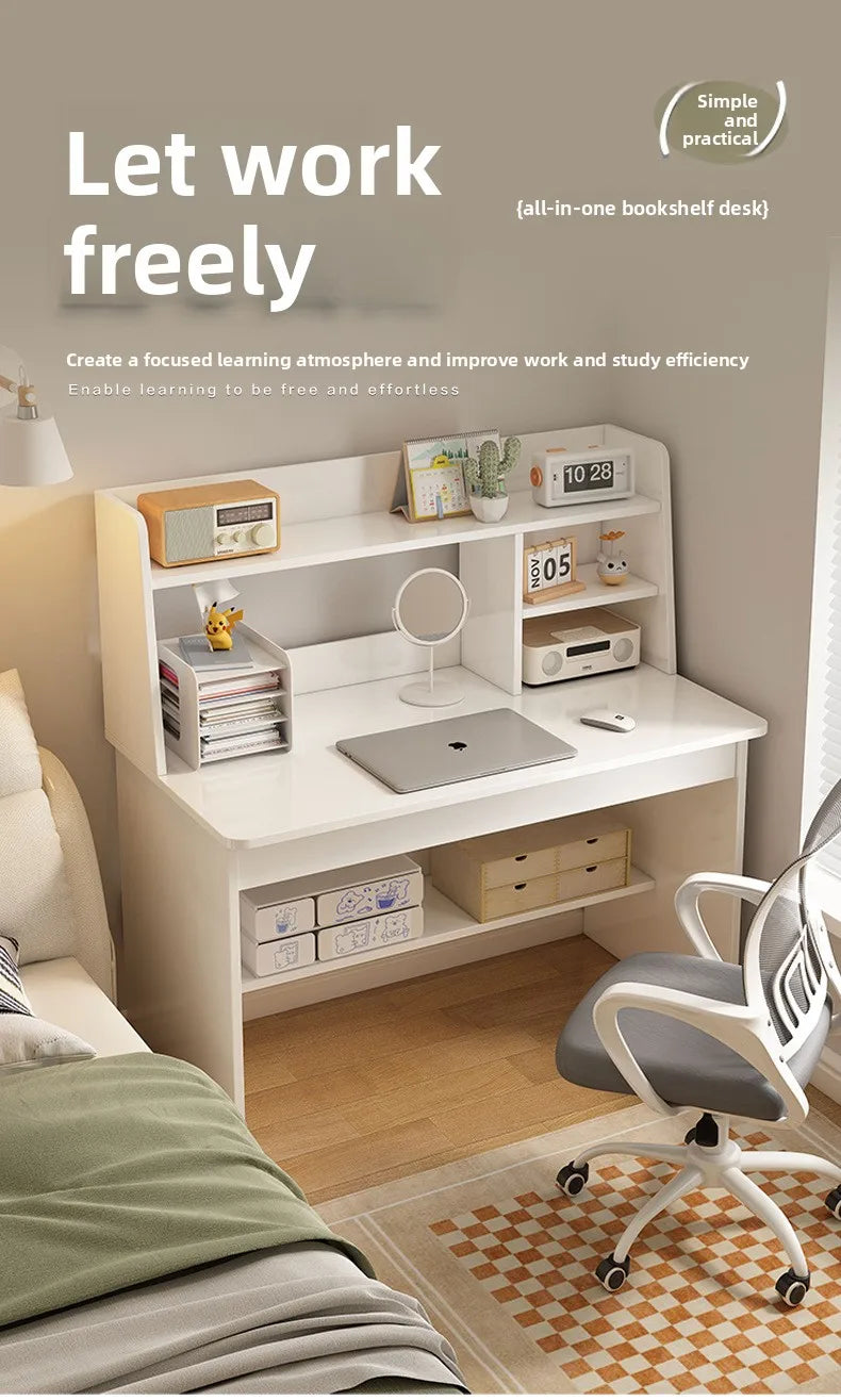 Space-Saving Computer Desk with Integrated Bookshelf Jonine’s Corner