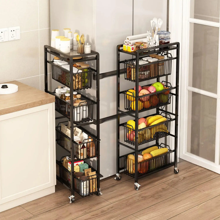 2Pcs Pull Out Cabinet Organizer Carbon Steel Slide Out Drawers Sliding Pantry Shelves For Kitchen Base Cabinet Organization Jonine&