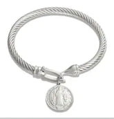 Fashion Simple Stainless Steel 3 Crystal Bracelet Bangle