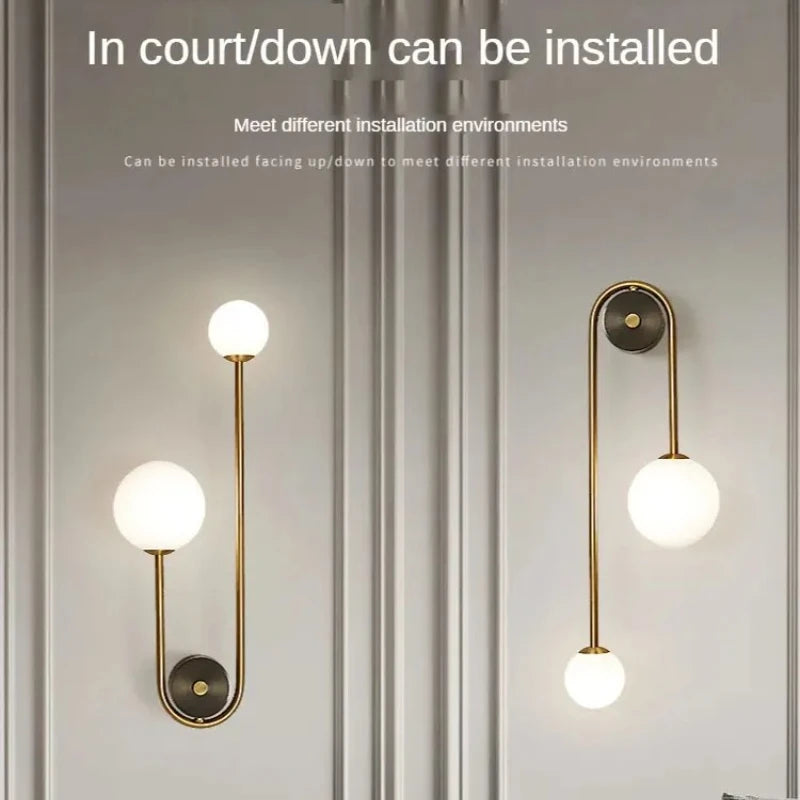 Gold Glass Ball LED Wall Sconce — Modern Bedroom & Living Room Light
