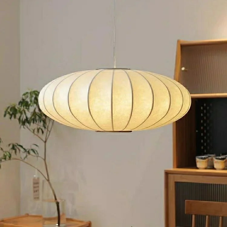 Light Like a Whisper — Wabi-Sabi Handmade Silk Pendant Lamp for Living Room & Dining
