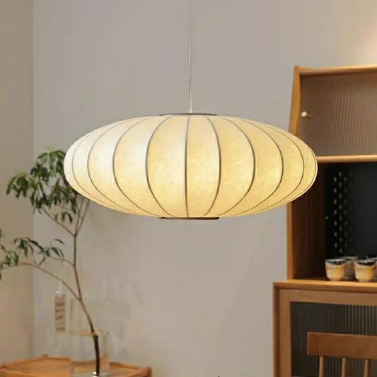 Japanese Wabi-Sabi Silk Pendant Lamp — Handmade Living Room & Restaurant Light