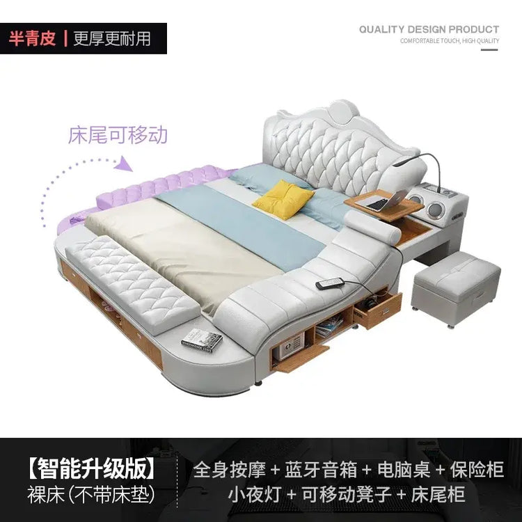 Headboard Storage Double Bed Queen Drawers King Size Smart Bed Luxury Princess Modern Letto Matrimoniale Bedroom Furniture Jonine&