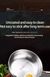 316 Stainless Steel Frying Pan Deepened Wok Non-Stick Skillets Steak Gas Stove Induction Cooker Universal Pan Kitchen Cookware Jonine&