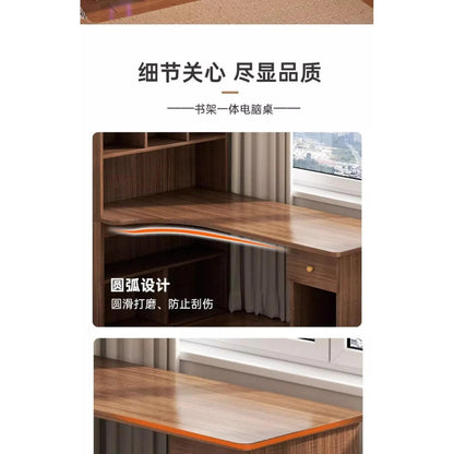 L-Shaped Corner Desk with Bookshelf — Dual Monitor &amp; Home Office