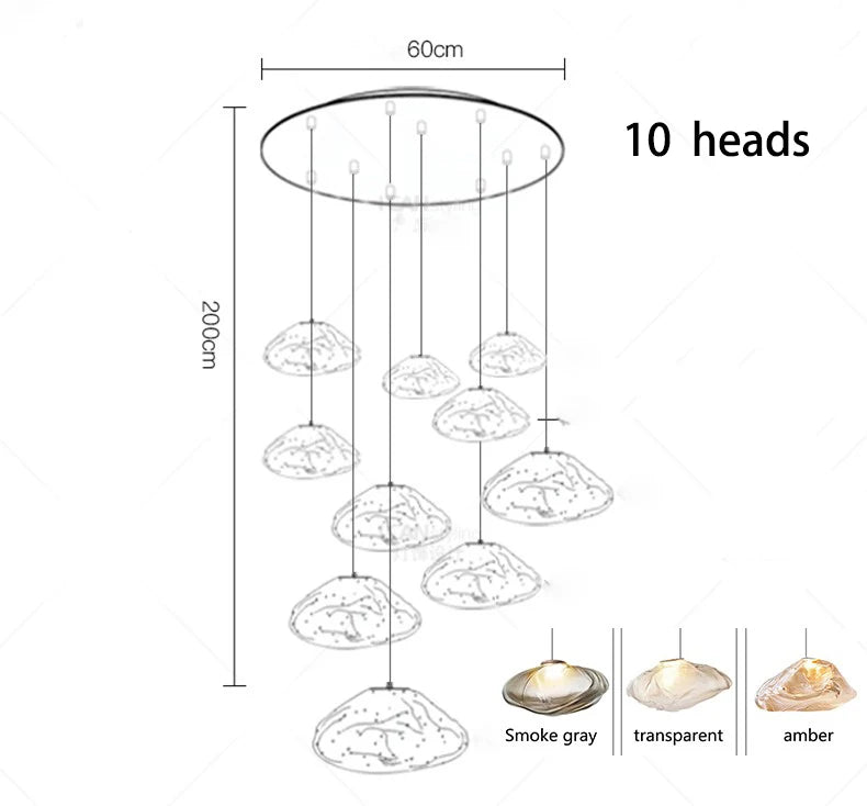 Modern Luxury LED Staircase Chandelier — Dimmable Multi-Head Pendant Light