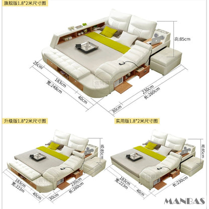 The Everything Bed — Upholstered Platform Bed with Drawers, LED Lighting &amp; Bluetooth Speaker