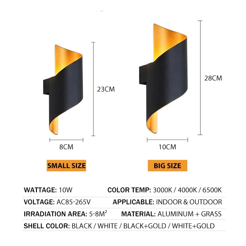 Spiral LED Wall Light — Nordic Modern Indoor &amp; Outdoor Sconce