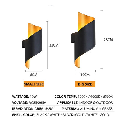 Spiral LED Wall Light — Nordic Modern Indoor & Outdoor Sconce