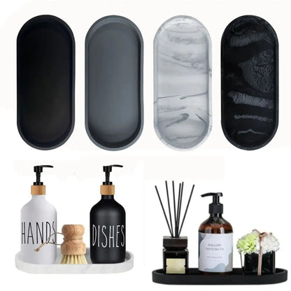 The Marble Tray — Oval Silicone Vanity &amp; Countertop Organizer Tray