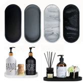 New Silicone Bathroom Vanity Tray Oval Marble Kitchen Countertop Storage Tray Non Slip Decorative Tray Toilet Tank Tray