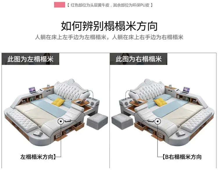 Headboard Storage Double Bed Queen Drawers King Size Smart Bed Luxury Princess Modern Letto Matrimoniale Bedroom Furniture Jonine&