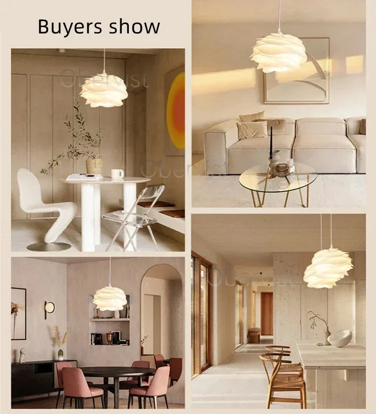 White Rose Petal Pendant Light — Nordic Sculptural Chandelier Jonine&